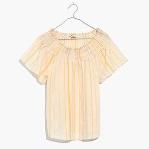 Madewell Smocked Mockneck Top honeysuckle Stripe